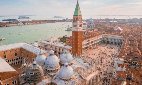 Aerial View of San Marco Basilica in Venice