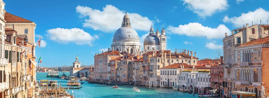 View of Grand Canal and Basilica Santa Maria della Salute in Venice